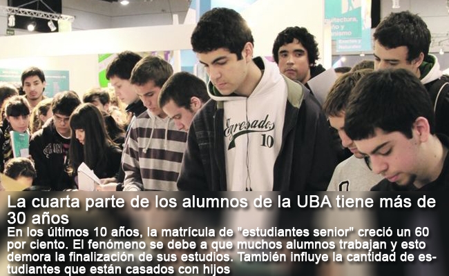 La cuarta parte de los alumnos de la UBA tiene más de 30 años