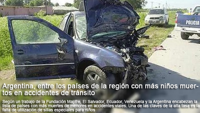 Argentina, entre los países de la región con más niños muertos en accidentes de tránsito