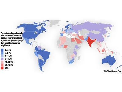 Un mapa mundial del racismo muestra que América es el continente más tolerante